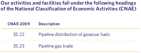 Classification of the activities and business facilities of our company according to the CNAE